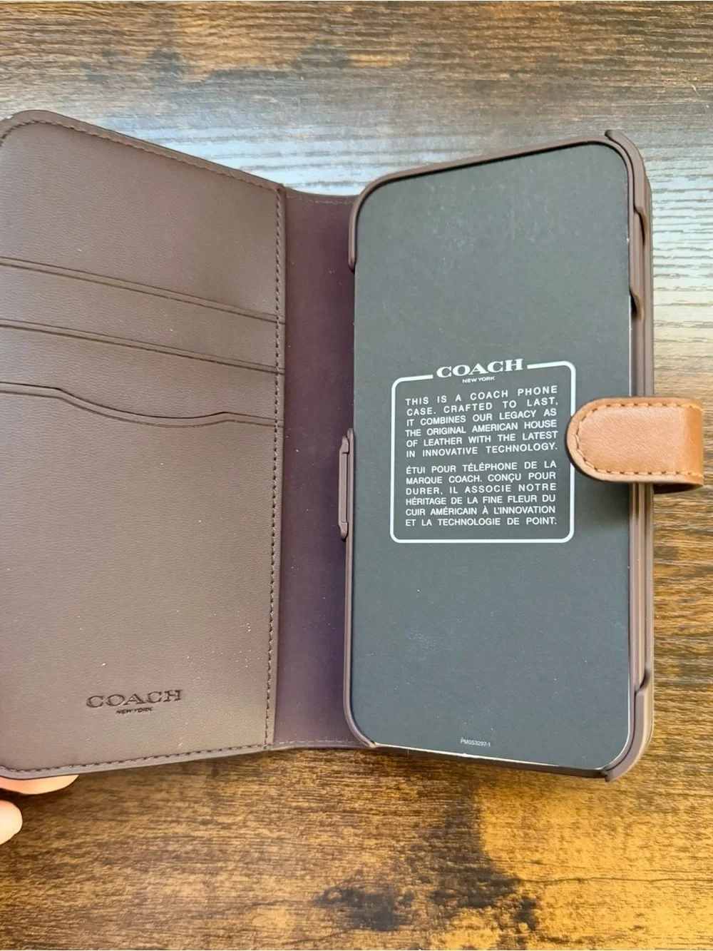 Coach Brown Signature Monogram Phone Wallet Case 15 pro max